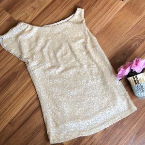 Zara Woman Gold Sequin Top Fully Lines Size S
